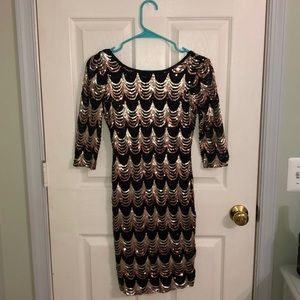Scalloped sequin party dress